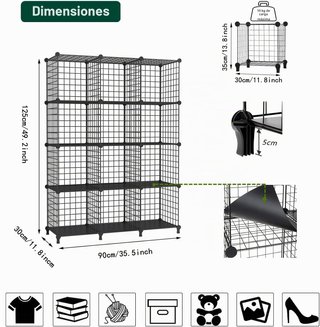 Estantería modular 12 cubos alambre
