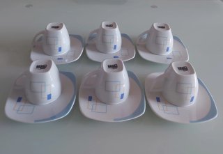 Juego 6 tazas café porcelana