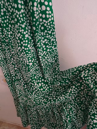 Vestido largo verde blanco lunares mujer talla L