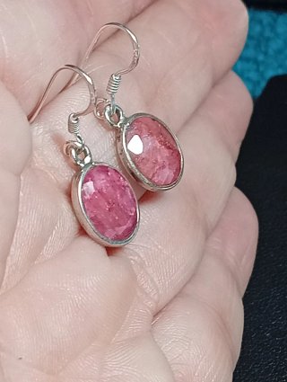 Pendientes Plata Ley rubí facetado