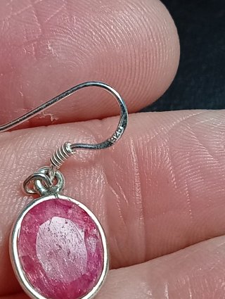 Pendientes Plata Ley rubí facetado
