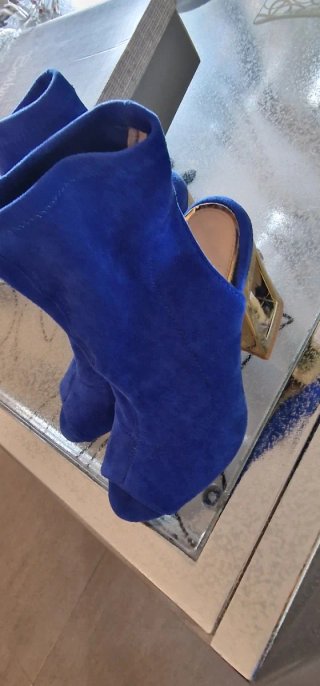 Stivaletti spuntati Barbara Barbieri blu e oro