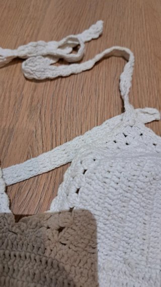 Top sujetador beige ganchillo Talla S