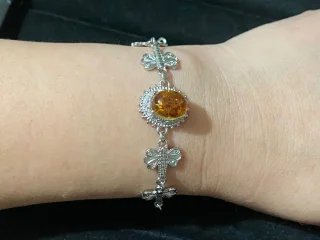 Pulsera Acero Inoxidable Ámbar Natural