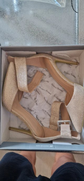 Décolleté donna tacco alto glitter oro