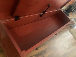 Banco Almacenaje Madera Rojo 140x41x58 cm