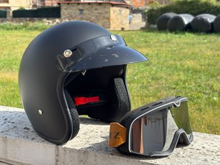 Casco Moto Jet Vintage Negro Nuevo