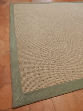 Alfombra Sisal Cuadrada 170cm Beige/Verde