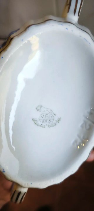 Juego de té Santa Clara vintage azul y blanco