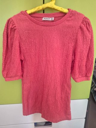 Camiseta Stradivarius Fruncida Rosa