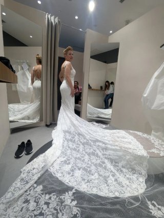 Vestido de Novia Blanco con Encaje