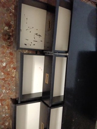 Mueble 6 cajones negro madera y forja