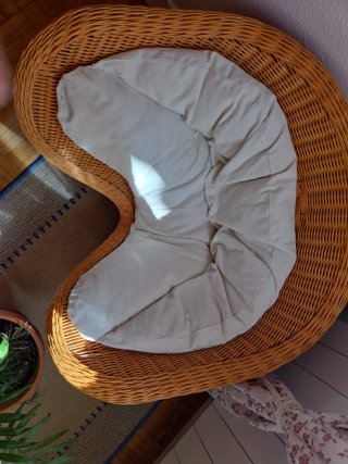 Sillón japonés tejido beige y marrón