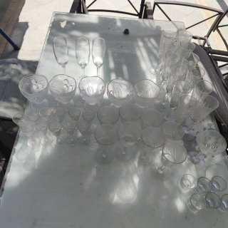 Juego 46 copas y vasos cristal. Pack indivisible.