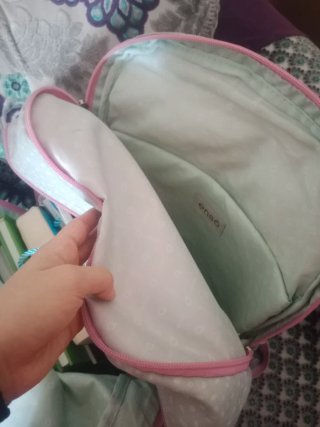 Mochila Enso gris y rosa con corazón