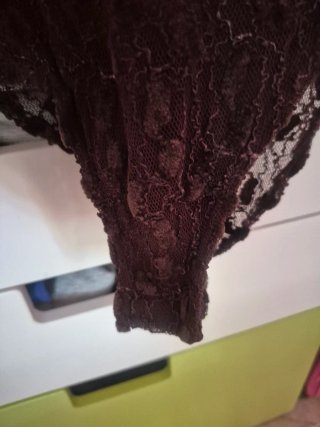 Body encaje marrón manga corta