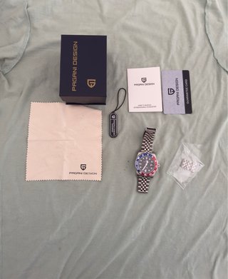 Reloj PAGANI DESIGN GMT Negro/Plata pepsi
