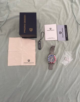 Reloj PAGANI DESIGN GMT Negro/Plata pepsi