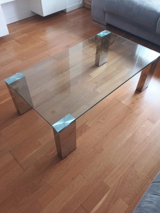 Mesa y 4 Sillas Cristal y Metal