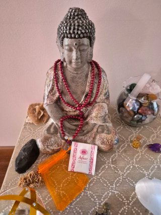 Mala Tibetano e Braccialetto Pietra cinabro rosso
