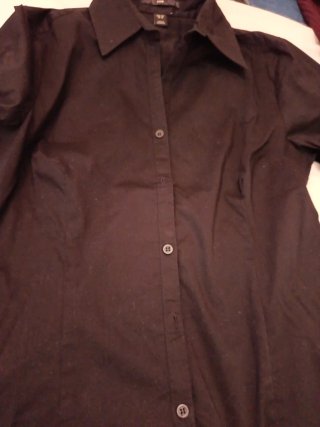 Camisa negra manga larga mujer