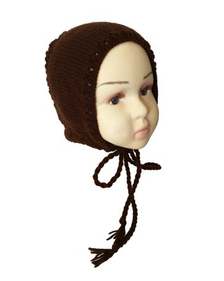 Capota, gorro de lana marrón niña 2-3 años