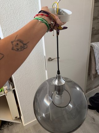Lámpara de techo esfera cristal ahumado