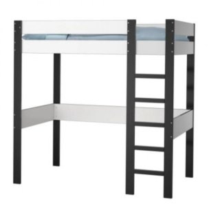 Cama alta de madera y metal
