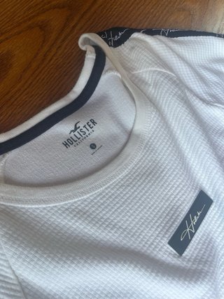 Jersey Hollister Blanco Manga Larga Talla S