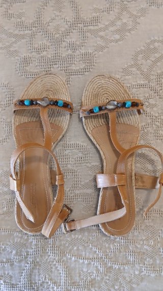 Sandalias Lottusse Marrón y Turquesa