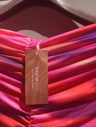 Abito tubino arricciato multicolor L