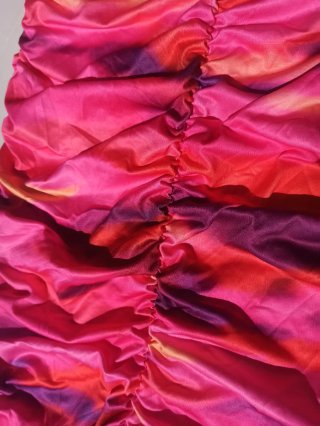 Abito tubino arricciato multicolor L