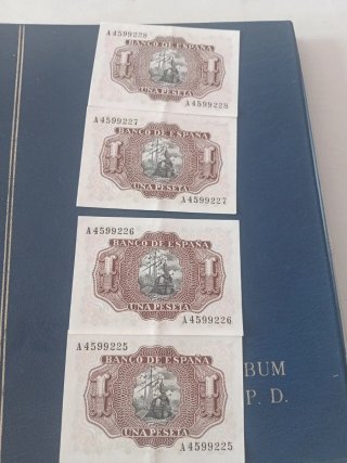 4 Billetes 1 Peseta 1953 Correlativos