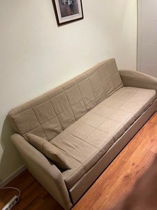 Sofá cama beige/marrón tela