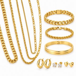 Conjunto Joyería Oro 18k - Collares, Pulseras, Aro