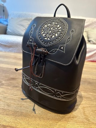 Mochila Rociera Cuero Marrón (UBRIQUE)