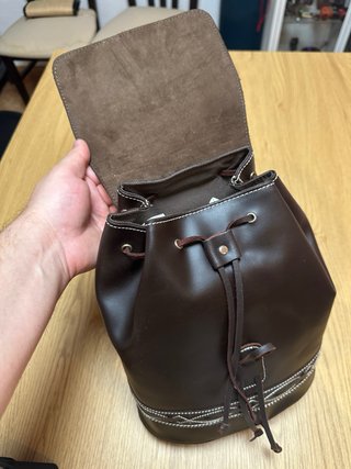 Mochila Rociera Cuero Marrón (UBRIQUE)