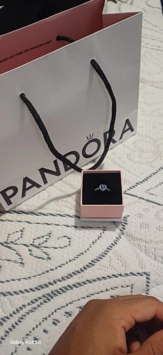 Anillo Pandora Corazón Azul Plata