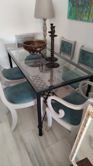 Comedor cristal y 6 sillas