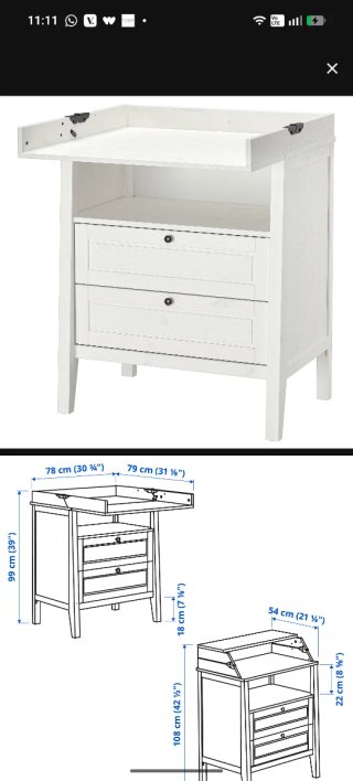 Cambiador Bebé IKEA Sundvik + Colchón VÄDRA