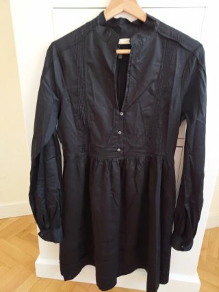 Vestido negro romántico manga larga T.38
