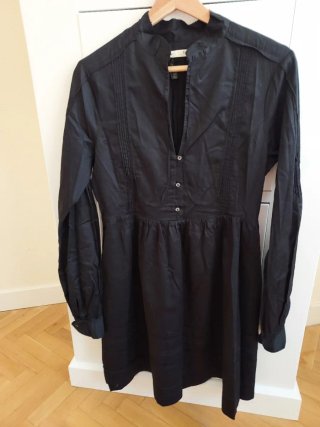 Vestido negro romántico manga larga T.38