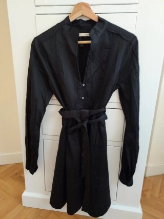 Vestido negro romántico manga larga T.38