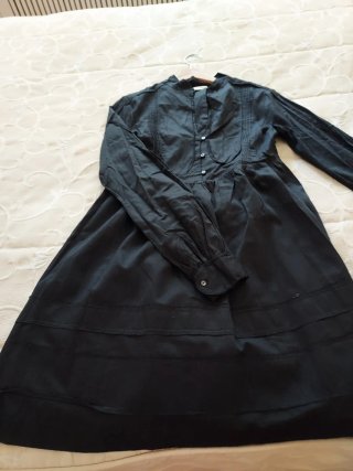 Vestido negro romántico manga larga T.38