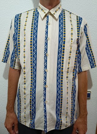 Camisa de manga corta M blanca amarilla azul Lepis
