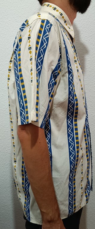 Camisa de manga corta M blanca amarilla azul Lepis