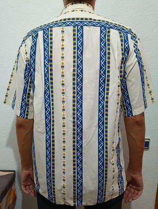 Camisa de manga corta M blanca amarilla azul Lepis