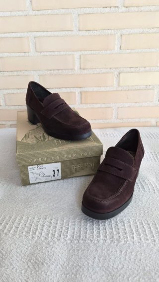 Mocasines ante tacón ancho