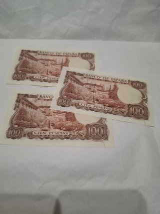 3 Billetes 100 Pesetas España 1970 sin circulación
