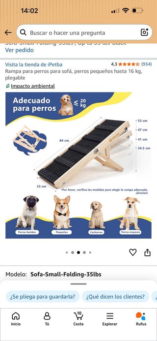 Rampa para perros iPetba madera y tela